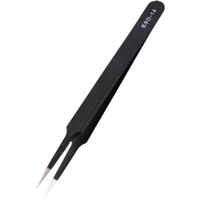 Anti-static precision tweezers bent tip stainless steel clip