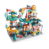 Leqin Large Particle Rotating Racing Car Slide Track Childrens Puzzle Assembling Building Blocks for Boys and Girls 3-6 Years Old