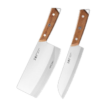 Wang Mazi household black gold sandalwood handle kitchen stainless steel bone cutting meat and vegetable knives official 2 pieces