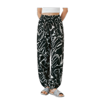 Three-gun pajama pants summer casual pants for women cool casual loose-fitting leg-printed trousers household pants