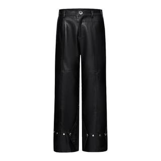 Super cost-effective, loose and versatile leather trousers, straight-leg trousers