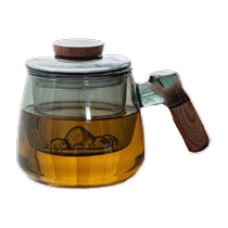 SF Gold Inlaid Jade Viewing Mountain Glass Tea Cup Wooden Handle Anti-scalding Tea Water Separation Office Tea Ceremony Cup