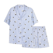 ubras streamer home wear satin small cool short-sleeved suit ice silk cool couple pajamas for men and women new summer