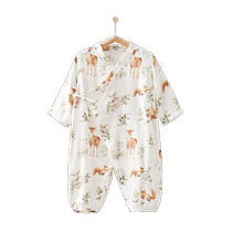 European pregnancy baby summer jumpsuit gauze monk suit clothes for boys and girls thin section harem short-sleeved air-conditioned crawl suit