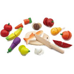 Viga food set Wooden baby Passing home simulation kitchen toy fruit cutting to watch role -playing games