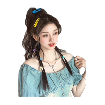 Wig braid female ponytail long hair simulated hair clip y2k twist boxing braid wig waterfall half high ponytail