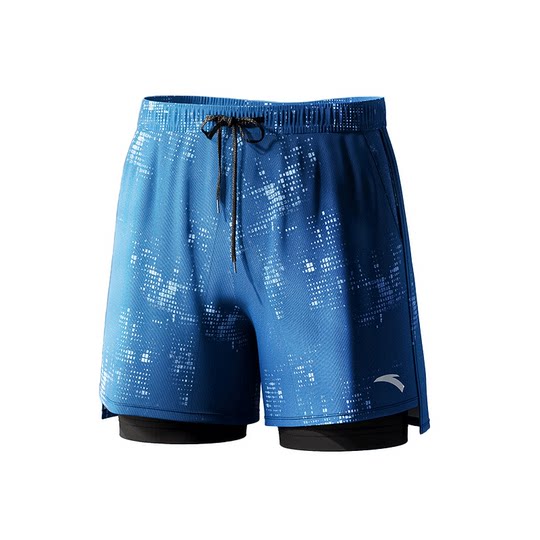 安踏男款泳裤泳镜泳帽三件套双层五分成人防晒沙滩游泳裤速干新款