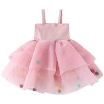 Girls summer dress 2024 new style childrens princess dress one-year-old baby dress fluffy gauze dress summer