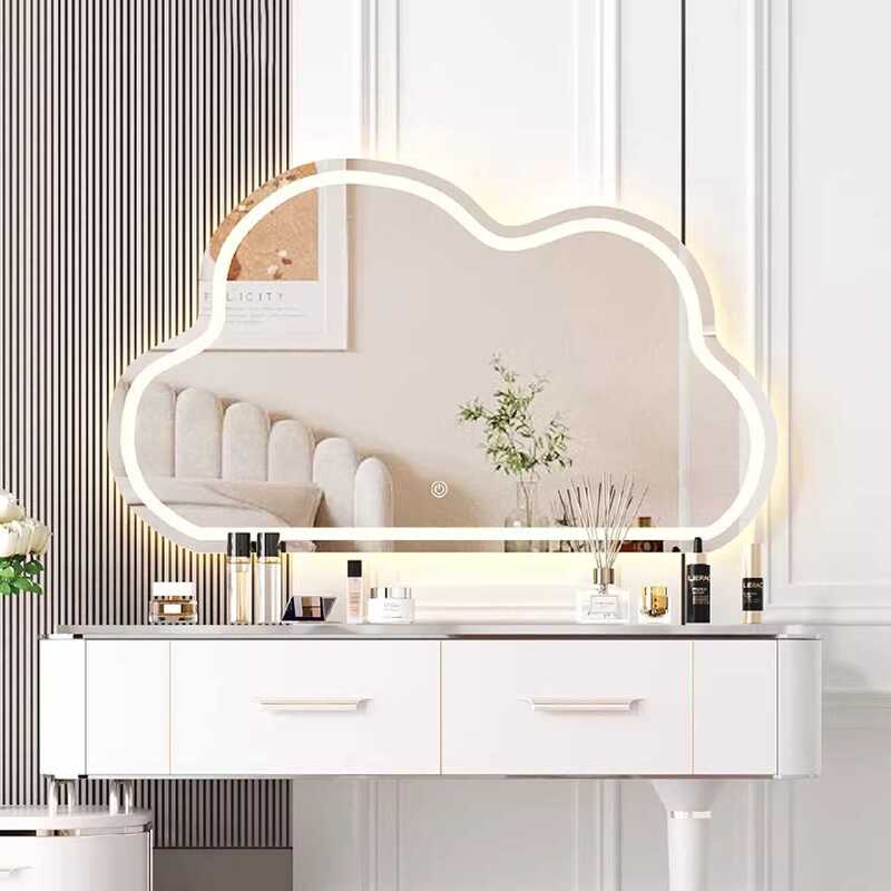 Cloud Makeup Mirror, Dressing Table Mirror, Desktop, Can Be Attached to the Wall, Smart Touch Screen, with Light, Illuminated Dressing Mirror