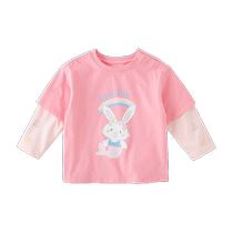 David Bella girls T-shirt 2024 spring new childrens long-sleeved bottoming shirt baby tops childrens clothing