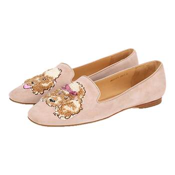 Miss bag and mr. shoes 2025 fun towel dog deep mouth single shoes flat shoes women's cow leather shoes 251072