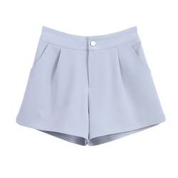 2024 ໃໝ່ Summer Suit Fabric Shorts Women's Summer Loose High Waist Casual Elastic Waist Wide Leg Hot Pants