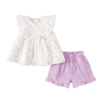 David Bella girls suit 2024 summer new style childrens short-sleeved five-piece pants two-piece set baby childrens clothing