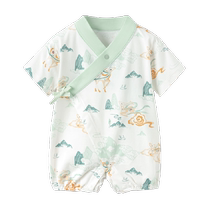babylove baby jumpsuit Chinese style summer short-sleeved harem baby short crawl suit Modal Furui Zhenxiang