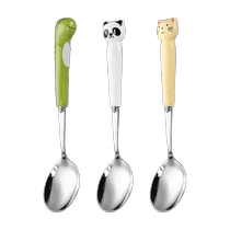 Consentement large 304 Poignée en acier inoxydable Spoon Spoon Cartoon Animal Classification Spoon Suit Ceramic Handle 3 Mount GY8582