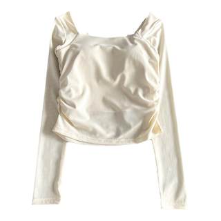 瑜伽服女2025新款网纱假两件运动上衣带胸垫长袖训练健身服