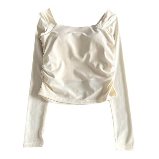 瑜伽服女2025新款网纱假两件运动上衣带胸垫长袖训练健身服