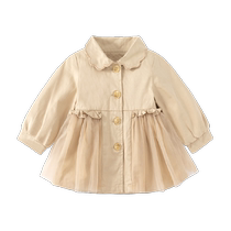 Banxidi girls windbreaker jacket autumn 2024 new childrens long-sleeved tops foreign style British style baby spring and autumn