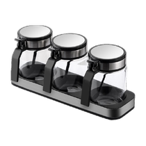 SSGP three or four steel seasoning bottle household one-click opening and closing seasoning box seasoning jar glass salt jar seasoning jar set