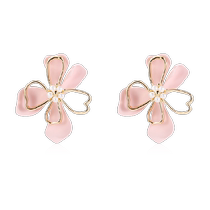 DODOGOGOdodogogo pink flower earrings female internet celebrity petal pearl earrings suitable for spring earrings