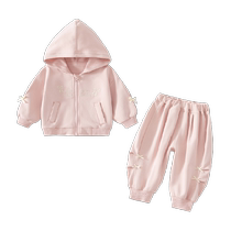 Banxidi Girls Autumn Clothing Suit 2024 New Childrens Hooded Jacket Baby Pants Spring and Autumn Baby Clothes
