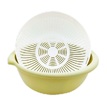 Double-layer drain basket fruit basket rice sieve plastic vegetable washing basket fruit and vegetable basket kitchen storage basket 1 piece