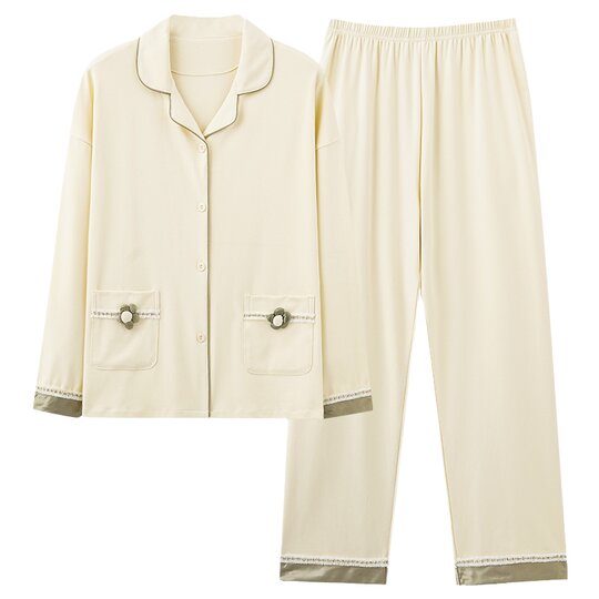 Official authentic pure cotton long-sleeved pajamas for women