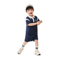 Balabala childrens suit boys short-sleeved two-piece set 2024 new summer clothes girls clothes campus style brother and sister clothes