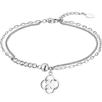 Lukfook bijoux trèfle à quatre feuilles Double couche Bracelet en platine Pt950 Disco perle Bracelet en platine prix G07TBPB0019