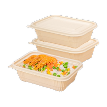 Temeiju Biodegradable Disposable Lunch Box 650ML*20 Sets with Lid Corn Starch Based Packing Box Lunch Box
