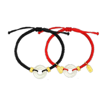 (or chinois) Treasure argent purs argent Pingan boucles amantes bracelet rouge cordage Valentines Day cadeau à copine copine