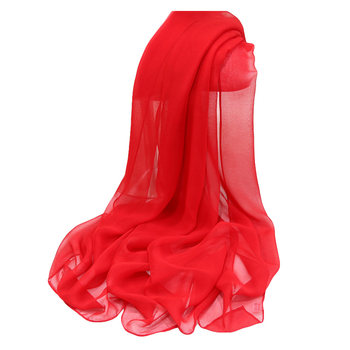 Georgette spring autumn and summer korean style women's red silk scarf