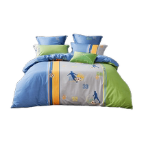 Luolai Home Textiles Class A cotton childrens three- or four-piece set of boys student dormitory sheets and quilt covers for spring and summer single bedding