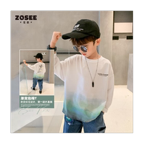 Zuoxi boys long-sleeved T-shirt childrens pure cotton bottoming shirt with autumn clothing 2024 new spring and autumn style T-shirt childrens clothing