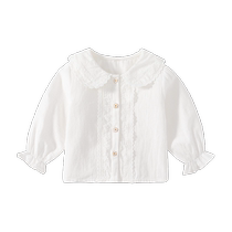 Banxidi Girls Shirts Autumn Clothes 2024 New Fashionable Baby White Tops Spring and Autumn Childrens Shirts Doll Shirts