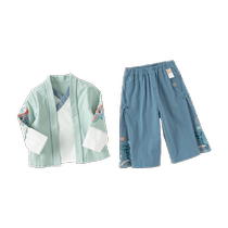 David Bella boys trousers suit 2024 autumn new childrens wide-leg pants baby Chinese style Hanfu two-piece set