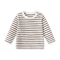 babylove baby T-shirt spring and summer long-sleeved bottoming shirt versatile elastic infant top casual striped spring clothing