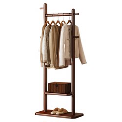 Solid Wood Clothes Rack for Bedroom, Floor-Standing Clothes Hanger, Bedside Clothes Storage Solution, Vertical Clothing Storage Rack, Coat Rack