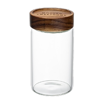 Modern housewife coffee bean storage jar glass storage jar wooden lid glass tea jar coffee powder sealed jar
