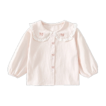 Banxidi Girls Shirts Autumn Clothes 2024 New Fashionable Baby White Long-Sleeved Tops Childrens Princess Doll Shirts