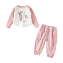 Banxidi Girls Suit Autumn 2024 New Fashionable Baby T-shirt Childrens Pants Childrens Two-piece Set