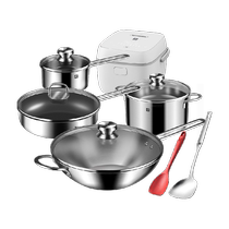 German Bicolor Pan Group Suit NovaIII7 pieces of stainless steel frying pan non-stick frying pan soup pot rice cooker