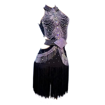 Xia Qimei Latin dance clothing girls professional floral clothing high-end diamond clothing adult performance clothing black art examination clothing Blackpool