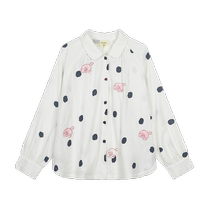 Maradin Childrens Clothing Childrens Shirts 2024 Autumn New Style Girls and Big Children Polka Dot Print Retro College Thin Shirts