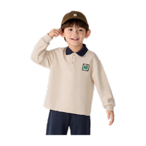 Balabala childrens clothing boys long-sleeved T-shirt campus style contrasting color POLO shirt autumn and winter 2024 new childrens inner wear