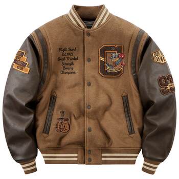 American embroidery thickened woolen baseball jacket