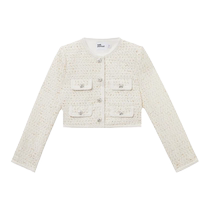self-portrait 2023 autumn and winter ivory white elegant and exquisite round neck long-sleeved jacket top