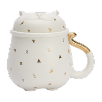 Wanqiantang Lucky Cat Ceramic Office Cup Tea Set Tea Cup with Filter and Cover Mark Cup Water Cup