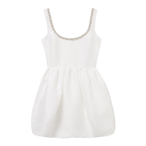 self-portrait 2024 early autumn new pure white diamond suspender bud dress short skirt