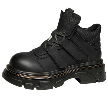 Fashion trendy college style men's short boots thick sole heightening martin boots high top high top korean style casual young men's boots